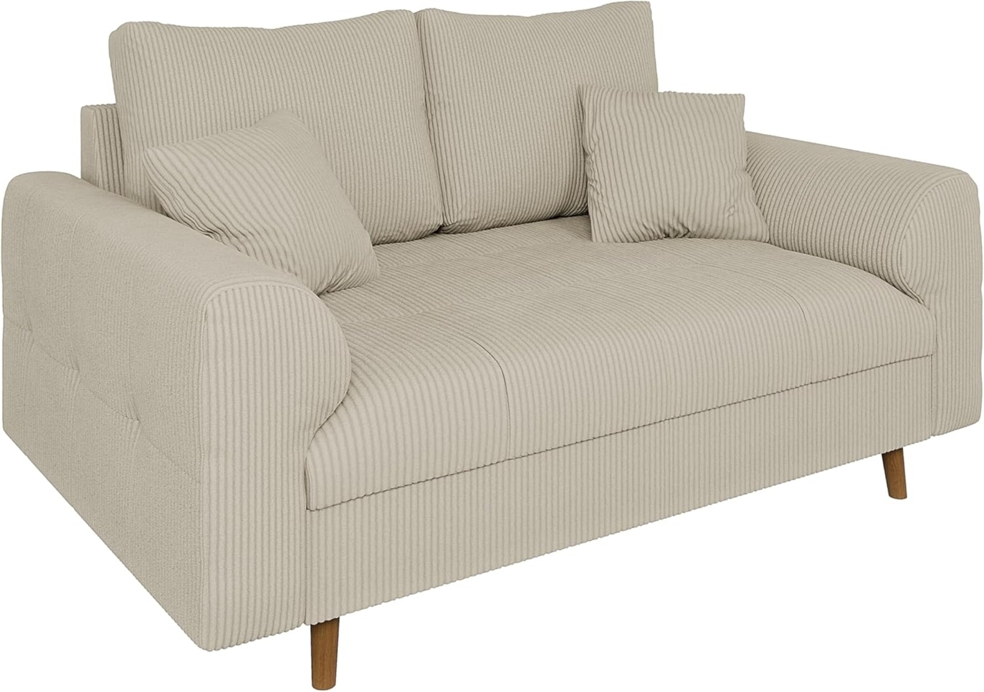 S-Style Möbel 2-Sitzer Sofa Zara mit Holzfüßen im skandinavischen Stil aus Cord-Stoff, mit Wellenfederung Bild 1