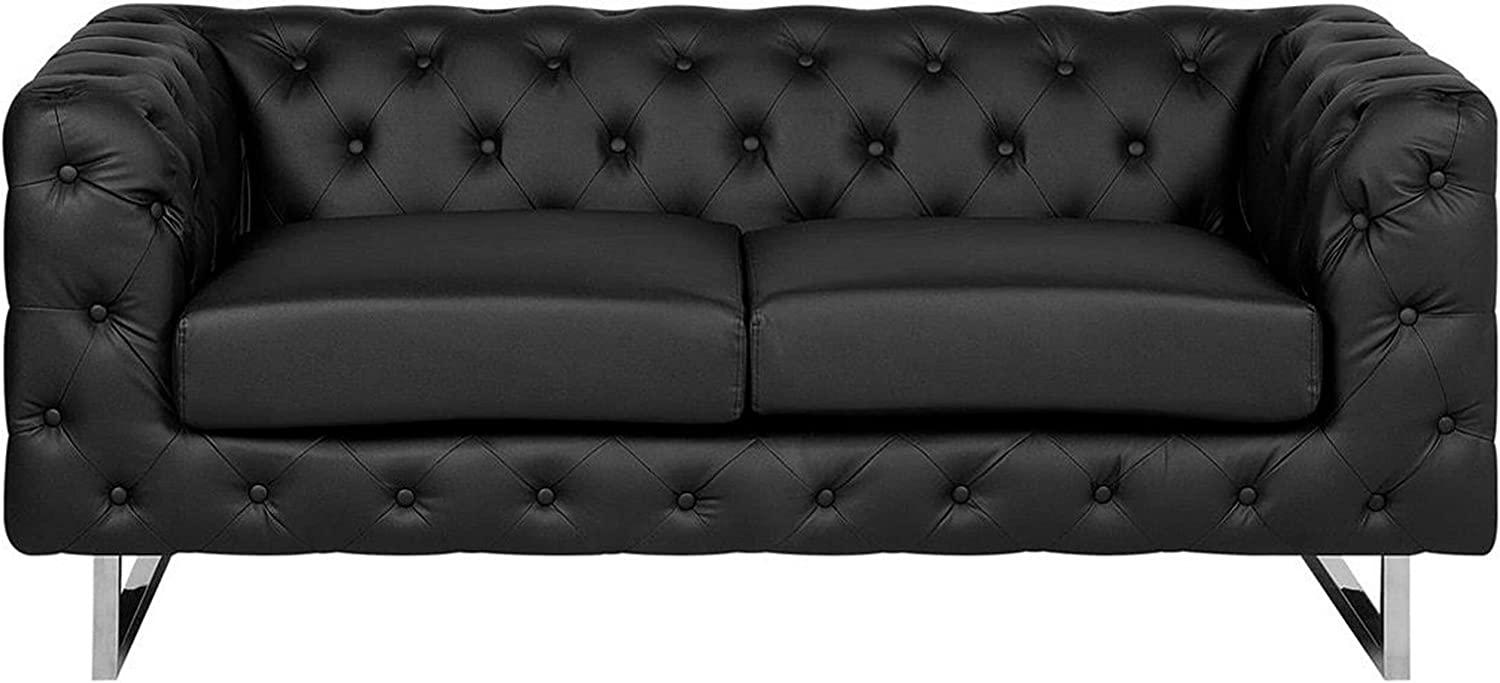 2-Sitzer Sofa Kunstleder schwarz VISSLAND Bild 1