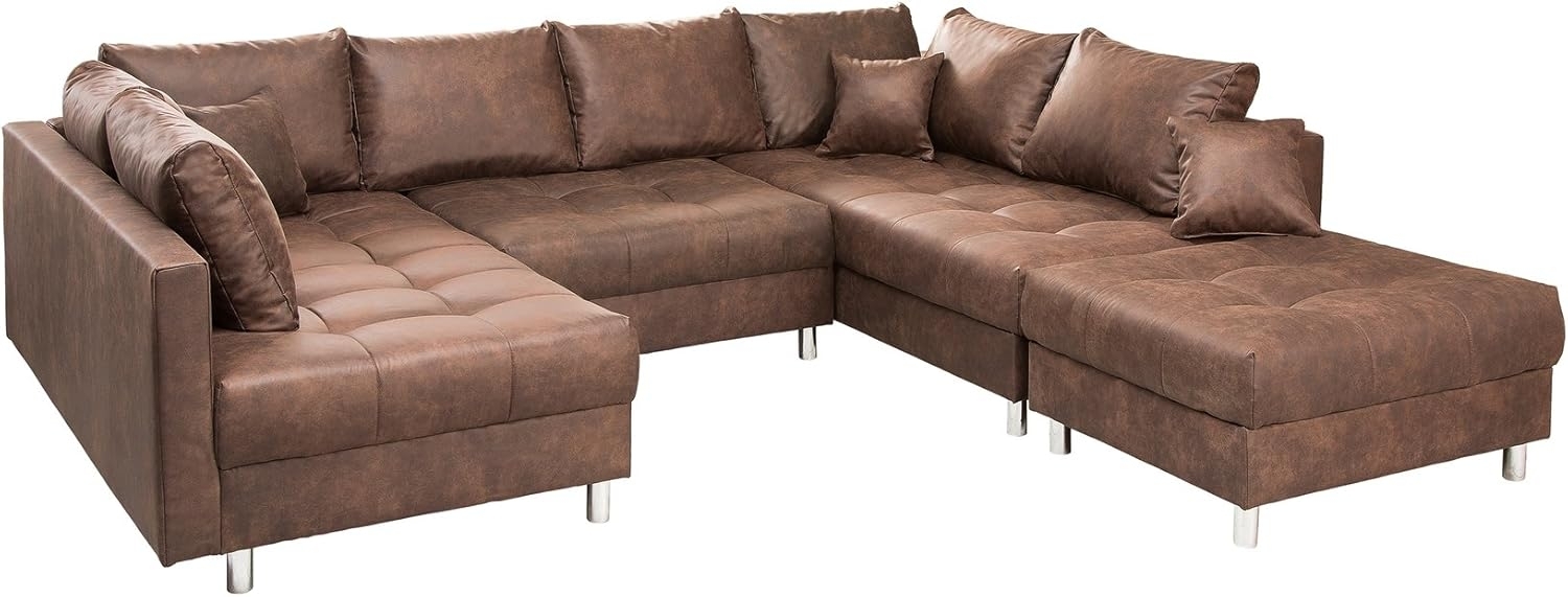 riess-ambiente Wohnlandschaft KENT 305cm braun, Set 2 Teile, Wohnzimmer · XXL · U-Form · Federkern · Microfaser · Hocker & Kissen Bild 1