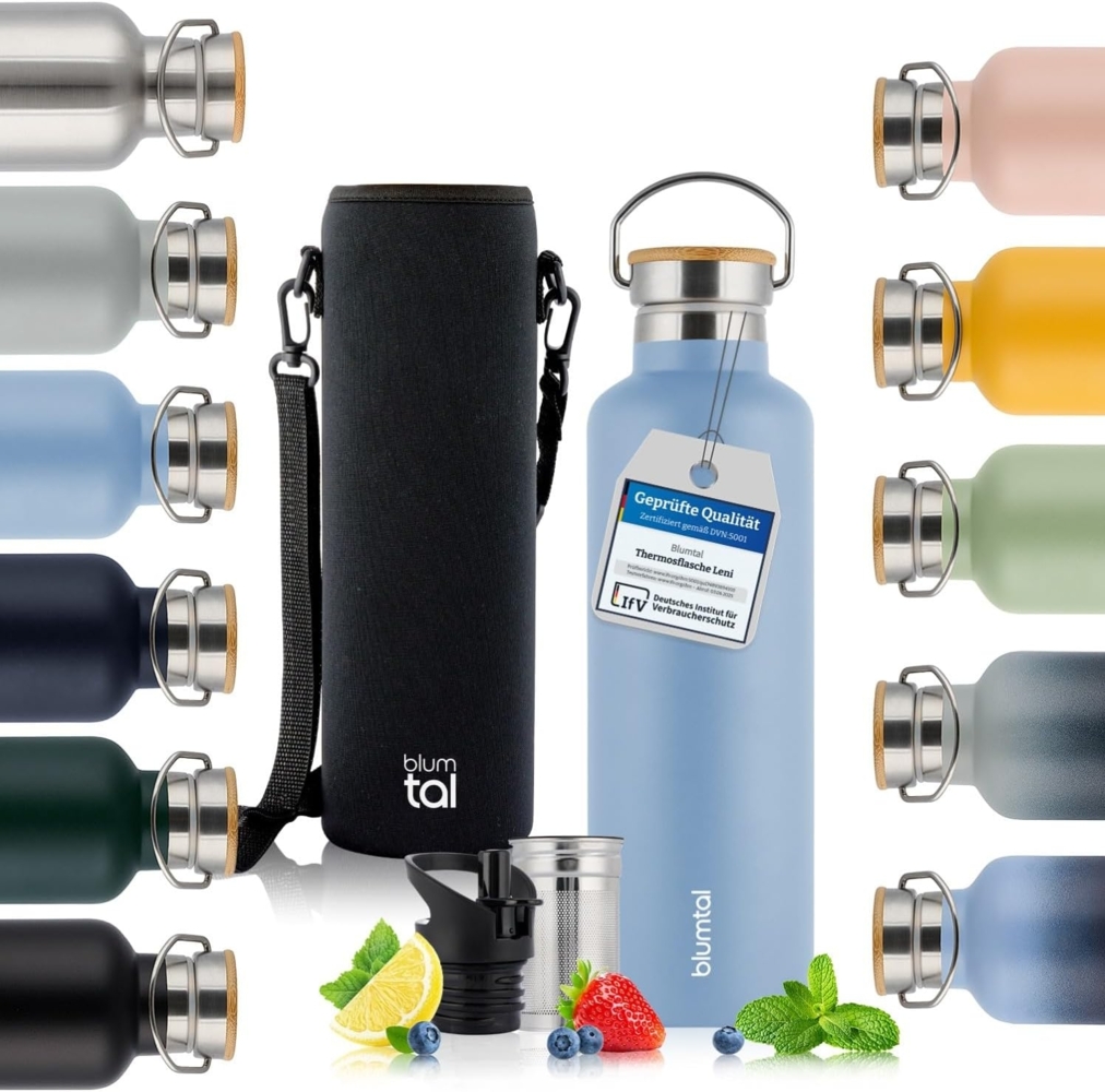 Blumtal Thermoflasche Thermosflasche 1L - doppelwandige Flasche Edelstahl 1L - BPA frei Bild 1