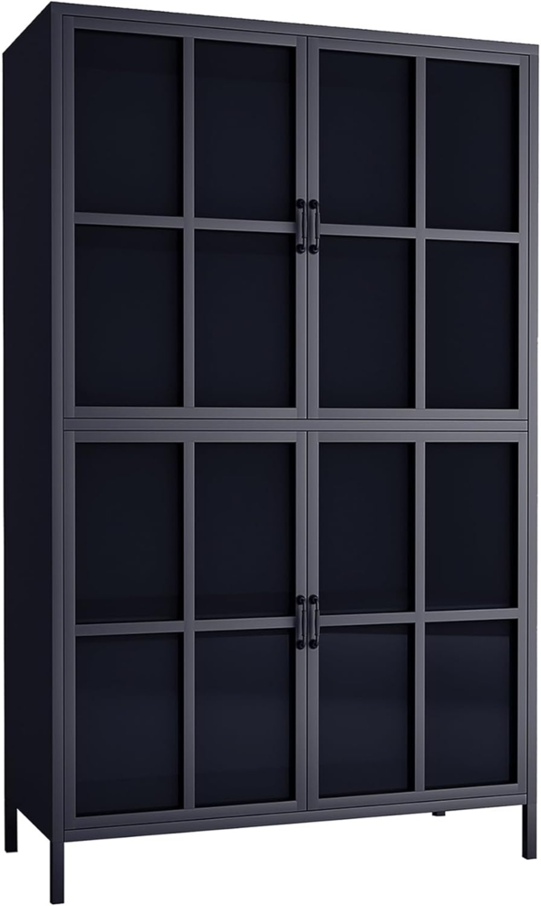 riess-ambiente Vitrine DURA STEEL 160cm transparent / schwarz · pflegeleichtes Glas & Metall (Einzelartikel, 1-St) 4 Türen mit Magnetverschlüssen · pulverbeschichtetes Metall · 4 Fächer Bild 1