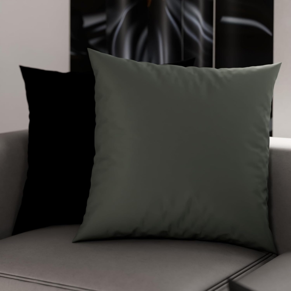 PETTI Artigiani Italiani - Paar Kissenbezüge 80x80 cm aus Mikrofaser, Dekokissen für Schlafzimmer, Sofa, Set mit 2 Kissenbezügen, doppelseitiger Kissenbezug grau und schwarz Bild 1