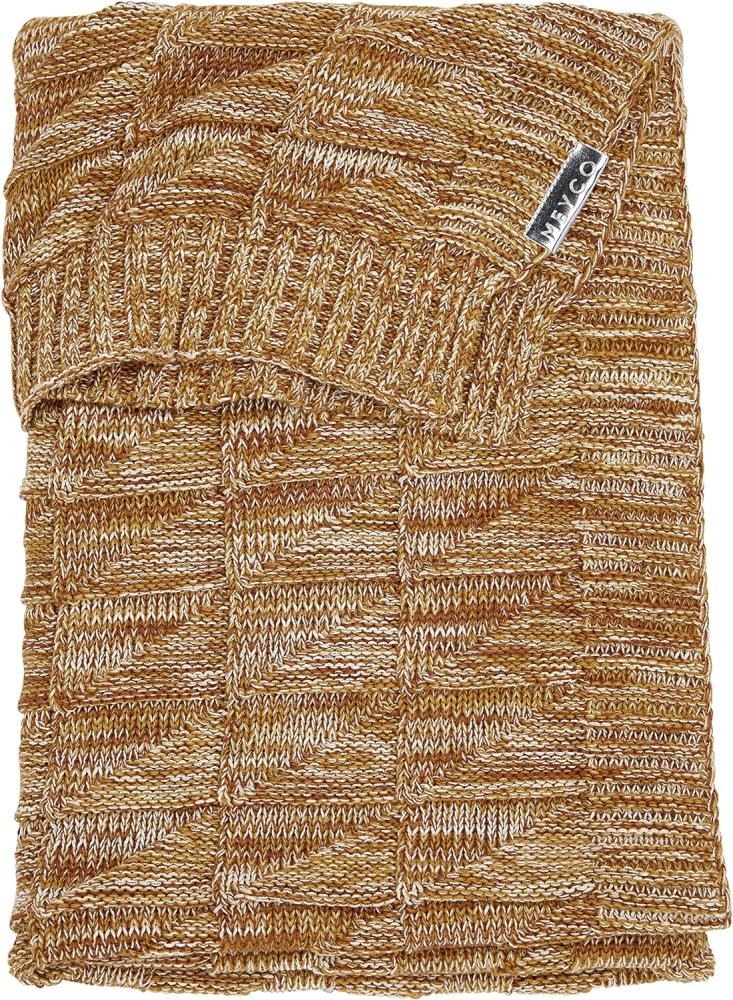 Meyco Baby Block Mixed Babydecke, gestrickte Wiegedecke (aus 100% weicher Baumwolle, vielseitig einsetzbar, einfache Pflege, atmungsaktiv, Größe: 100 x 150 cm), Ockergelb/Camel Bild 1