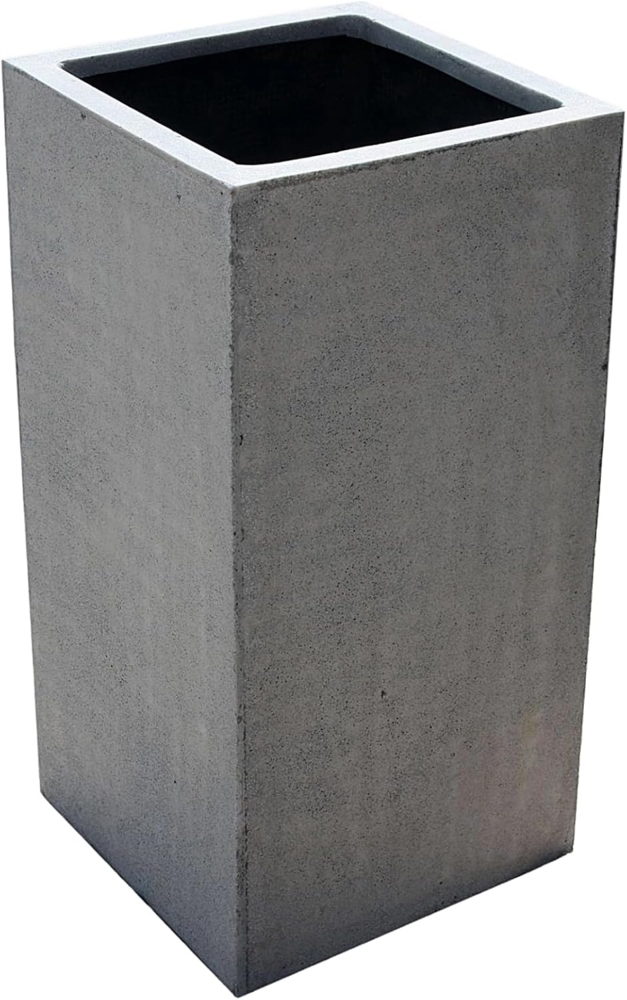 VIVANNO Pflanzkübel Fiberglas BLOCK Säule, Grau Beton-Design 30 x 30 x 60 cm Bild 1