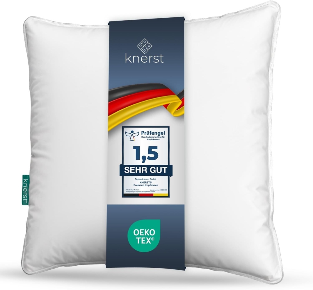 KNERST Kopfkissen Kopfkissen Nano Cloud Fill 100% Polyester, Füllung: NanoCloudFill Technologie – 100% Polyester, ergonomisches Schlafkissen ideal für jede Schlafposition, Kissen mit eleganter, weißer Biese Bild 1