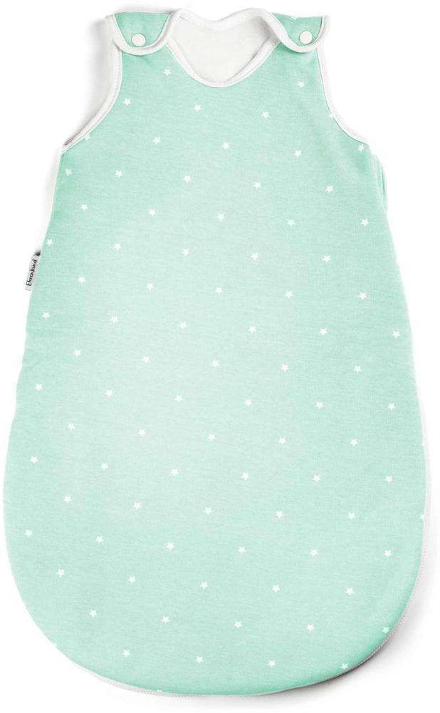Ehrenkind® Babyschlafsack Rund | Bio-Baumwolle | Ganzjahres Schlafsack Baby Gr. 86/92 Farbe Mint mit weißen Sternen Bild 1