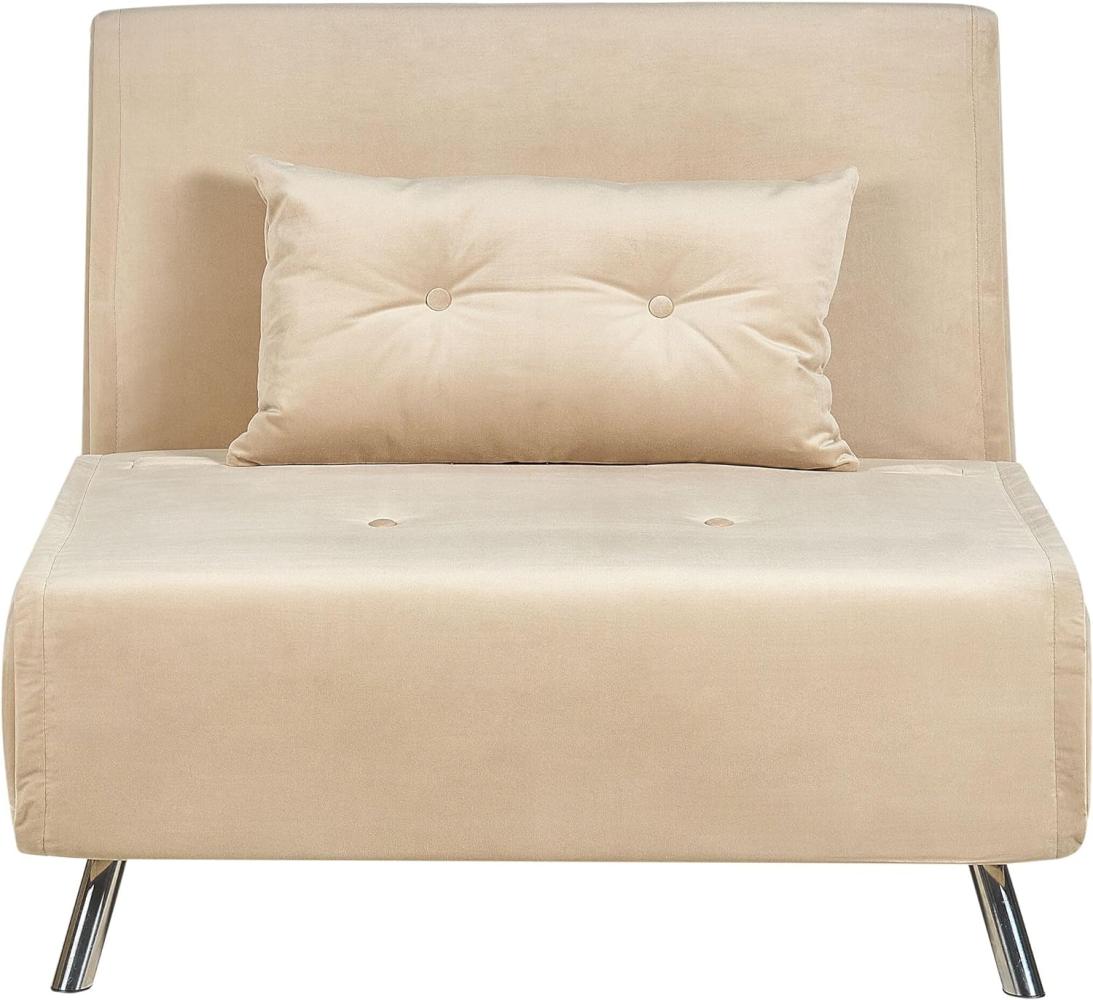 Schlafsofa FARRIS Sandbeige Samtstoff Bild 1