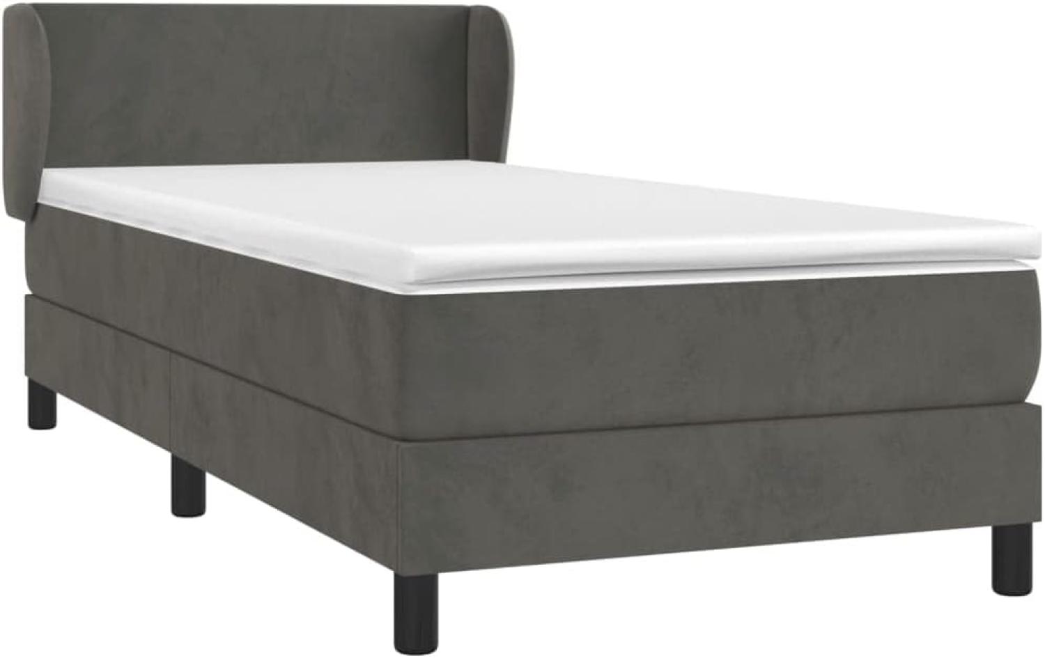 vidaXL Boxspringbett mit Matratze Dunkelgrau 90x190 cm Samt 3127344 Bild 1