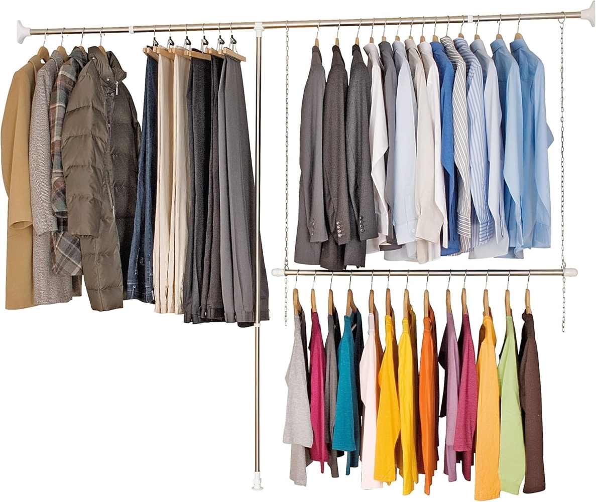 WENKO Teleskopregal Garderobe, Set 3-tlg, flexibles Kleiderstangensystem, belastbar bis 110 kg Bild 1