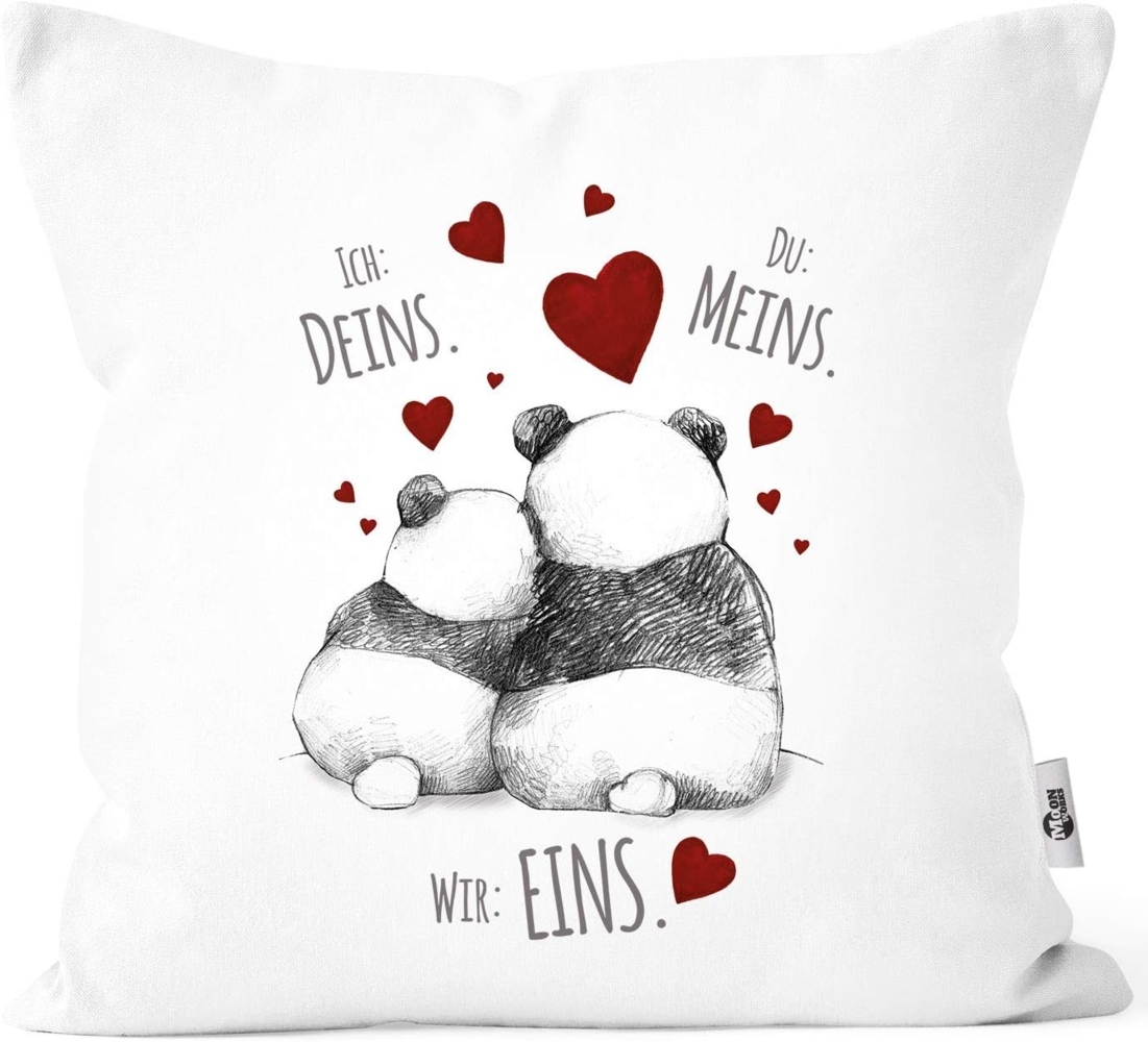 MoonWorks Dekokissen Kissenbezug Kissenhülle Panda Motiv Spruch Ich Deins Du Meins Wir Eins Liebes-Geschenk Partner Liebesbeweis Moonworks® Bild 1