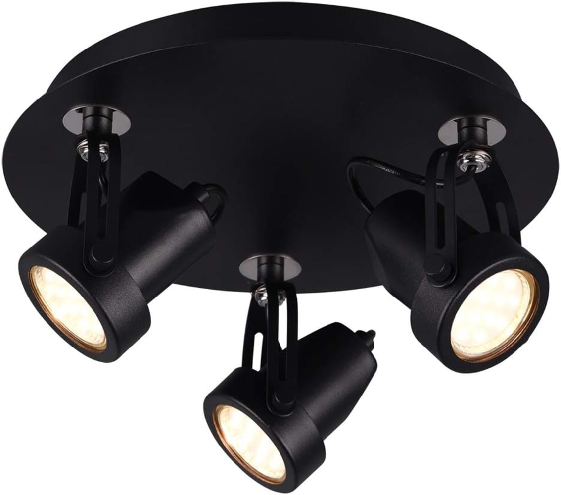Retro Deckenstrahler GOA 3 flammig Schwarz rund Spots schwenkbar Bild 1