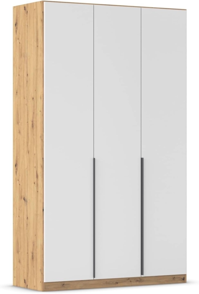 Rauch Möbel Alabama, Kleiderschrank, Garderobenschrank, 3-türig, Zubehör Classic, 2 Kleiderstangen, 7 Einlegeböden, Farbe Weiß/Eiche Artisan, Holz, Griff Grau metallic, 136 x 229 x 54 cm Bild 1