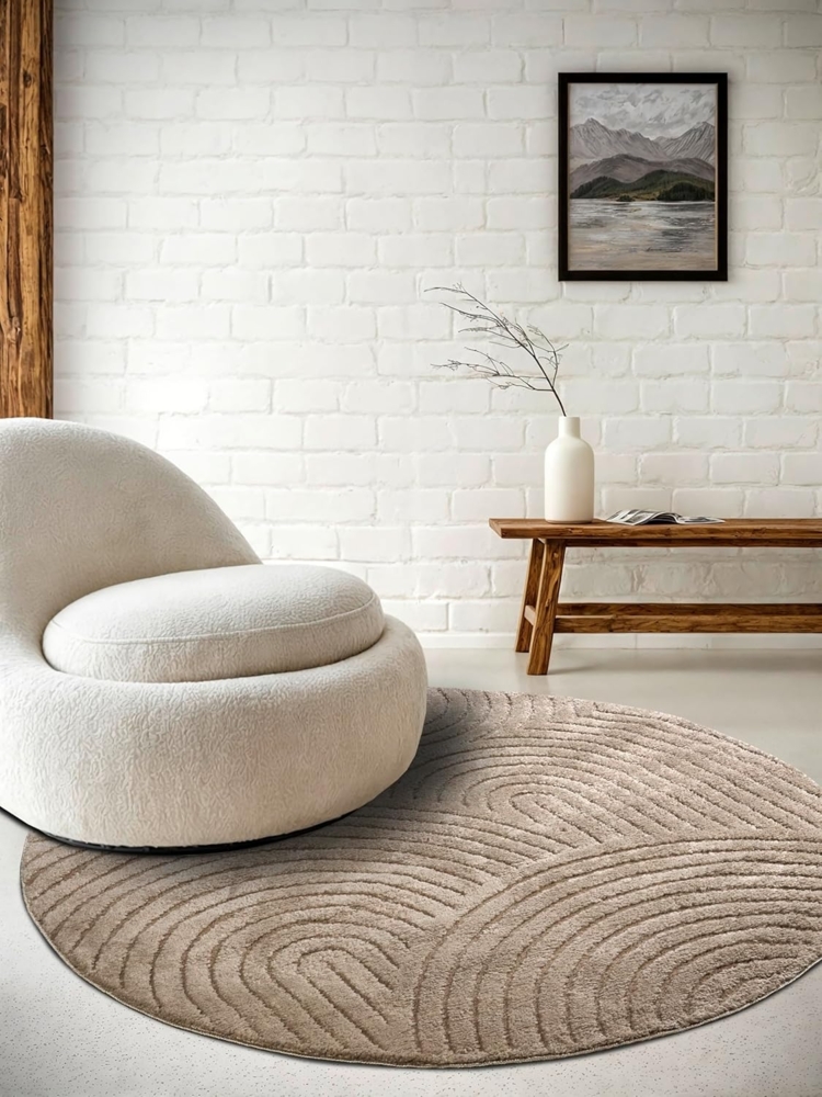 ELLE DECORATION Designteppich Cosy Panglao, auch als Rundteppich erhältlich, rechteckig, Höhe: 14 mm, uni Kurzflor, Hoch Tief Struktur, modern, Skandi, Boho, Wohnzimmer Bild 1