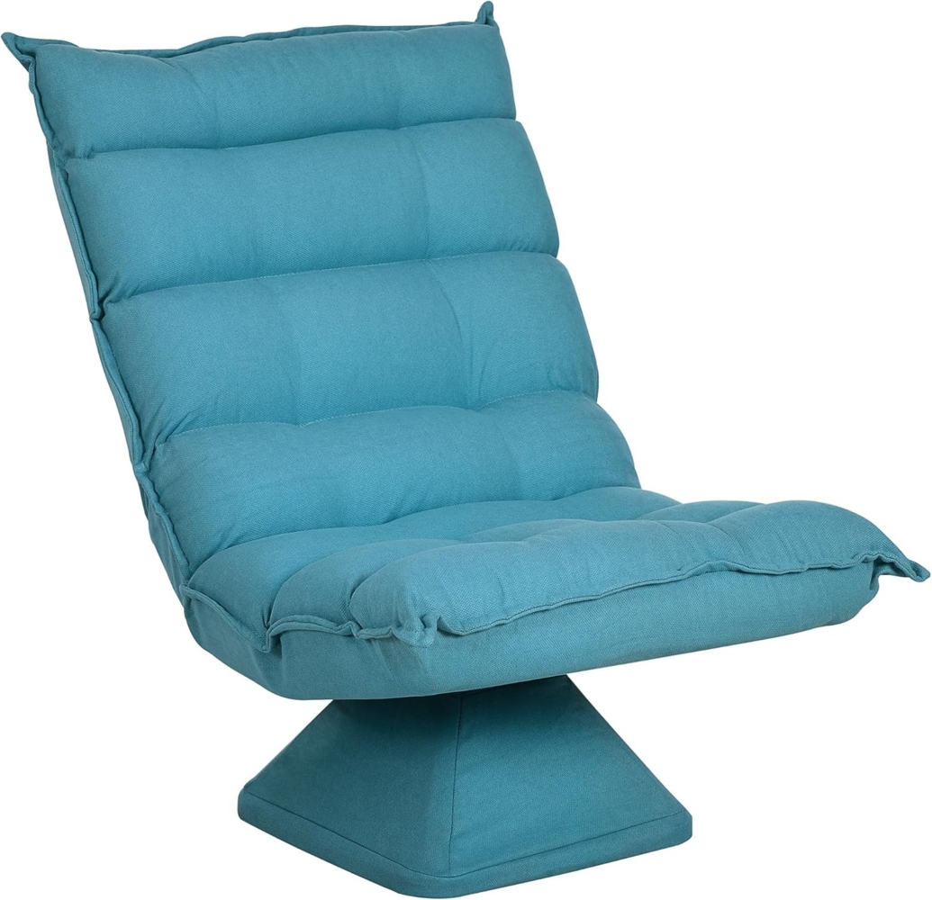 HOMCOM Relaxsessel Drehbarer Meditationsstuhl mit verstellbarer Rückenlehne, Sockel (Bodensofa, 1-St, Bodenstuhl), Lazy Sofa für Wohnzimmer, Büro, Blau Bild 1