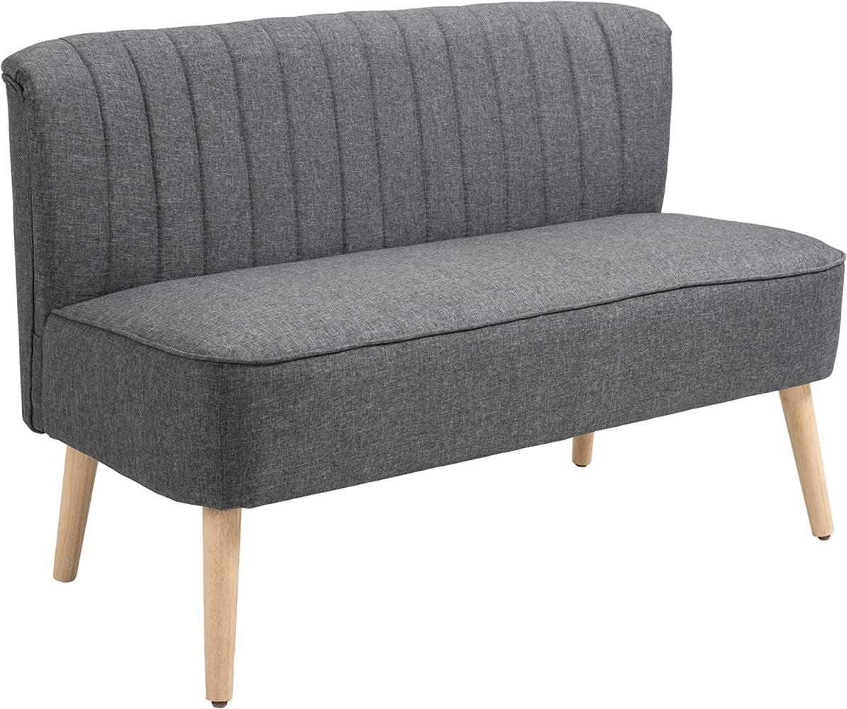 HOMCOM 2-Sitzer Stoffsofa Polstersofa Sitzmöbel Loungesofa Holz Schaumstoff Dunkelgrau 117 x 56,5 x 77 cm Bild 1