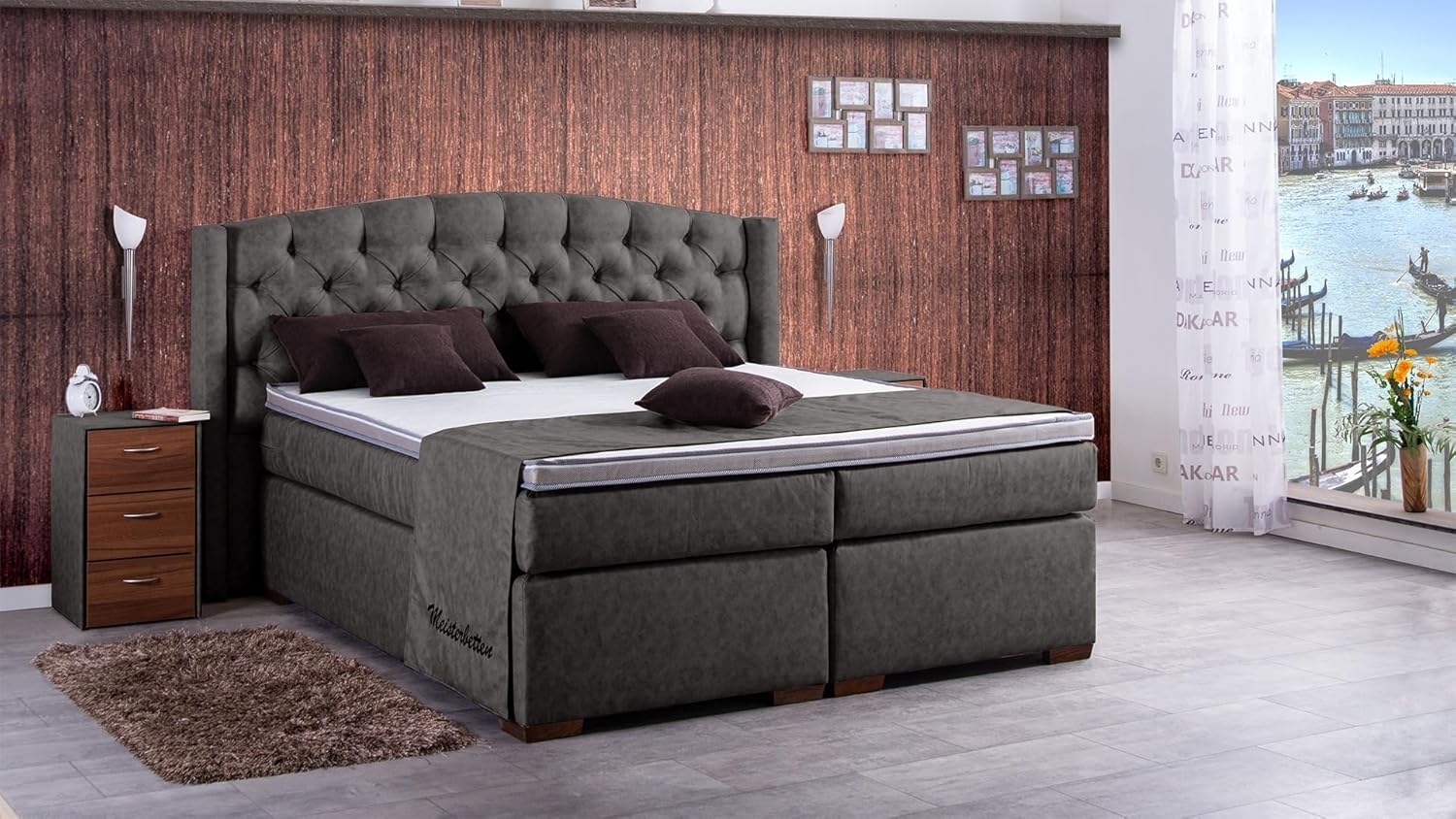 Meisterbetten Boxspringbett Magi 120x220 in MS-Espresso, Matratzenbezug Nano, Ergoflex-Topper Bild 1