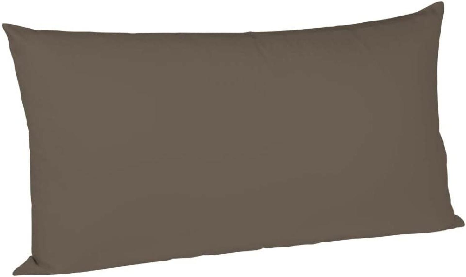 Fleuresse Mako-Satin-Kissenbezug uni colours, Farbe espresso 8031 Größe 40 x 80 cm Bild 1