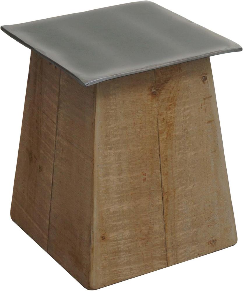 Hocker HWC-L76, Sitzhocker Holzhocker, Industrial Massiv-Holz MVG-zertifiziert, natur mit Metall-Optik Bild 1