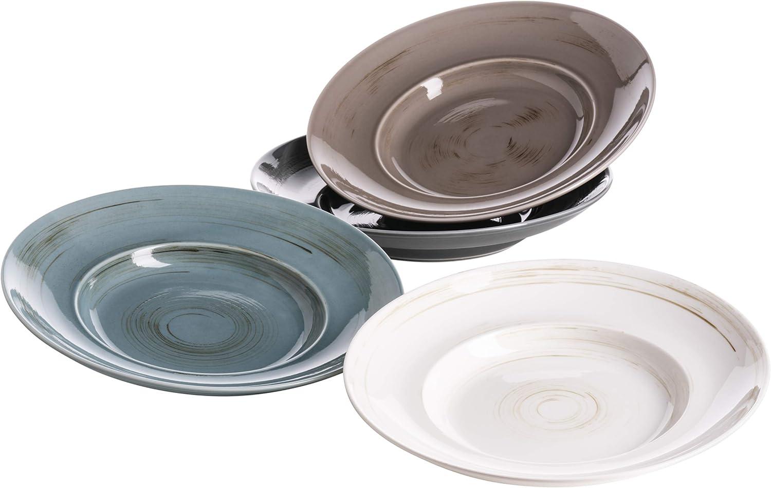 Mäser 931449 Derby Premium Pastateller Set, Spaghetti-Teller, Durable Porzellan, pastellfarben, 4-teilig (1 Set) Bild 1