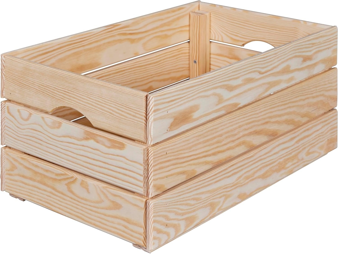Inter Link - Holzkiste - Stapelkiste massivholz – Aufbewahrungskiste, Für Obst, Gemüse, Wein, Garten, Bad, Spielzimmer – Platzsparend, praktisch – 65 x 31,5 x 23 cm Valloni L Bild 1