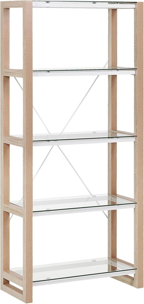 Bücherregal heller Holzfarbton Glas 4 Fächer JENKS Bild 1