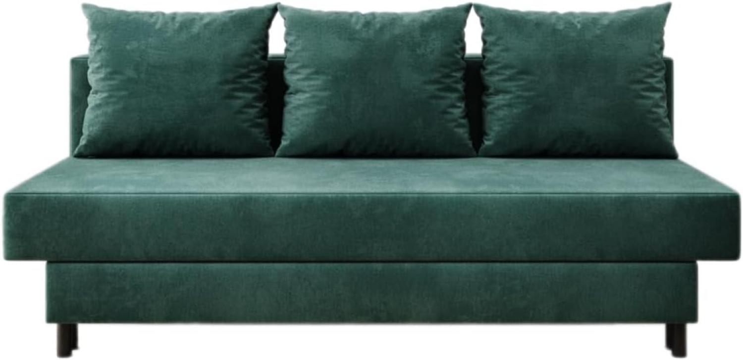 Designer Sofa Lino mit Schlaffunktion Samt Grün Bild 1