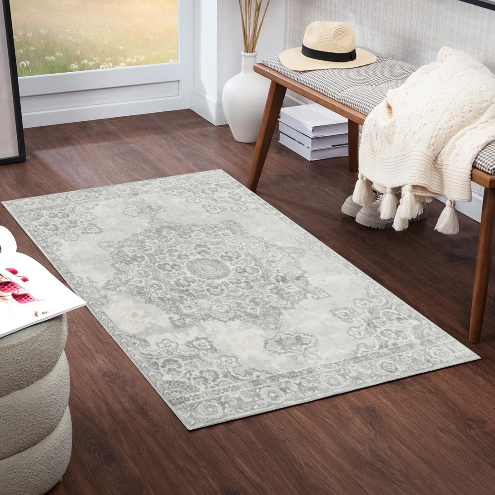 Surya Teppich CORO, rechteckig, Höhe: 11 mm, Boho Kurzflor Orientteppich, Wohnzimmer, Schlafzimmer, Grau Bild 1