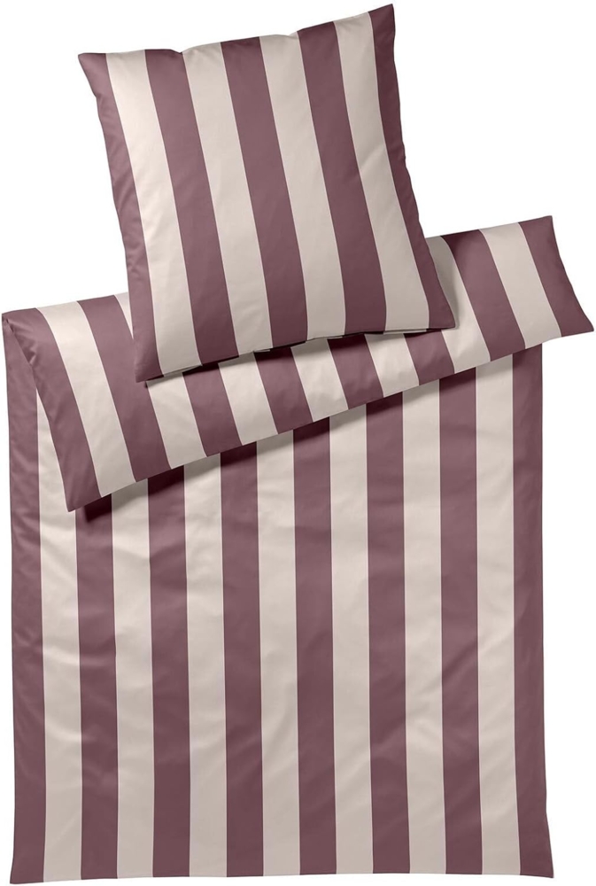 elegante Mako-Satin Bettwäsche Night Stripe puder|155x220 cm + 80x80 cm Bild 1