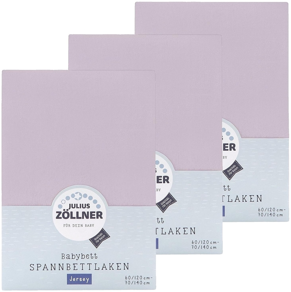 Julius Zöllner Spannbetttuch Jersey 70x140 / 60x120 Flieder 3er Pack Bild 1