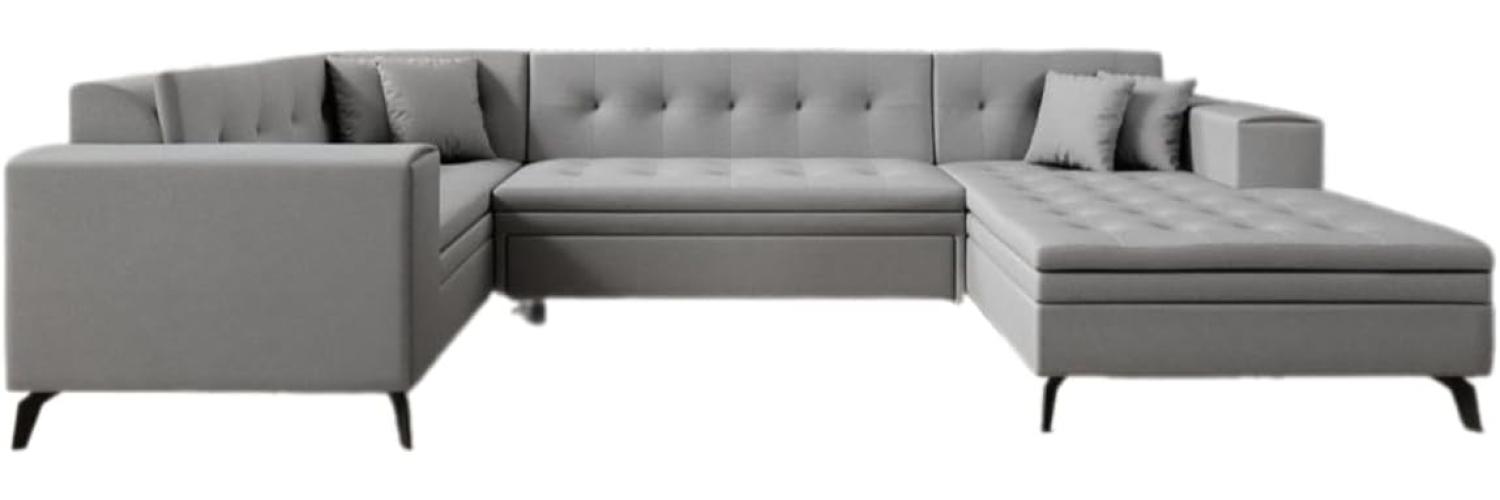 Designer Sofa Neola mit Schlaffunktion Stoff Grau Rechts Bild 1