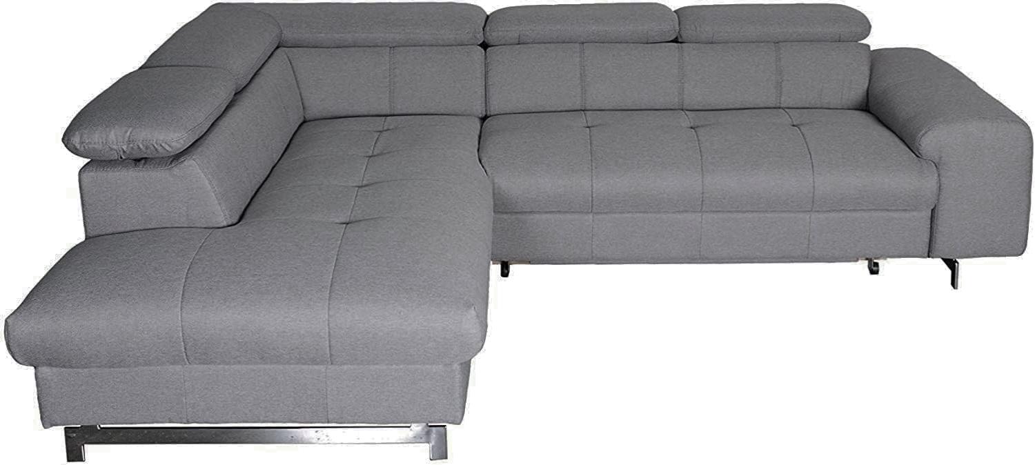 Mivano Ecksofa Chef / L-Sofa mit Ottomane und verstellbaren Kopfstützen / 262 x 72 x 206 / Strukturstoff Grau Bild 1