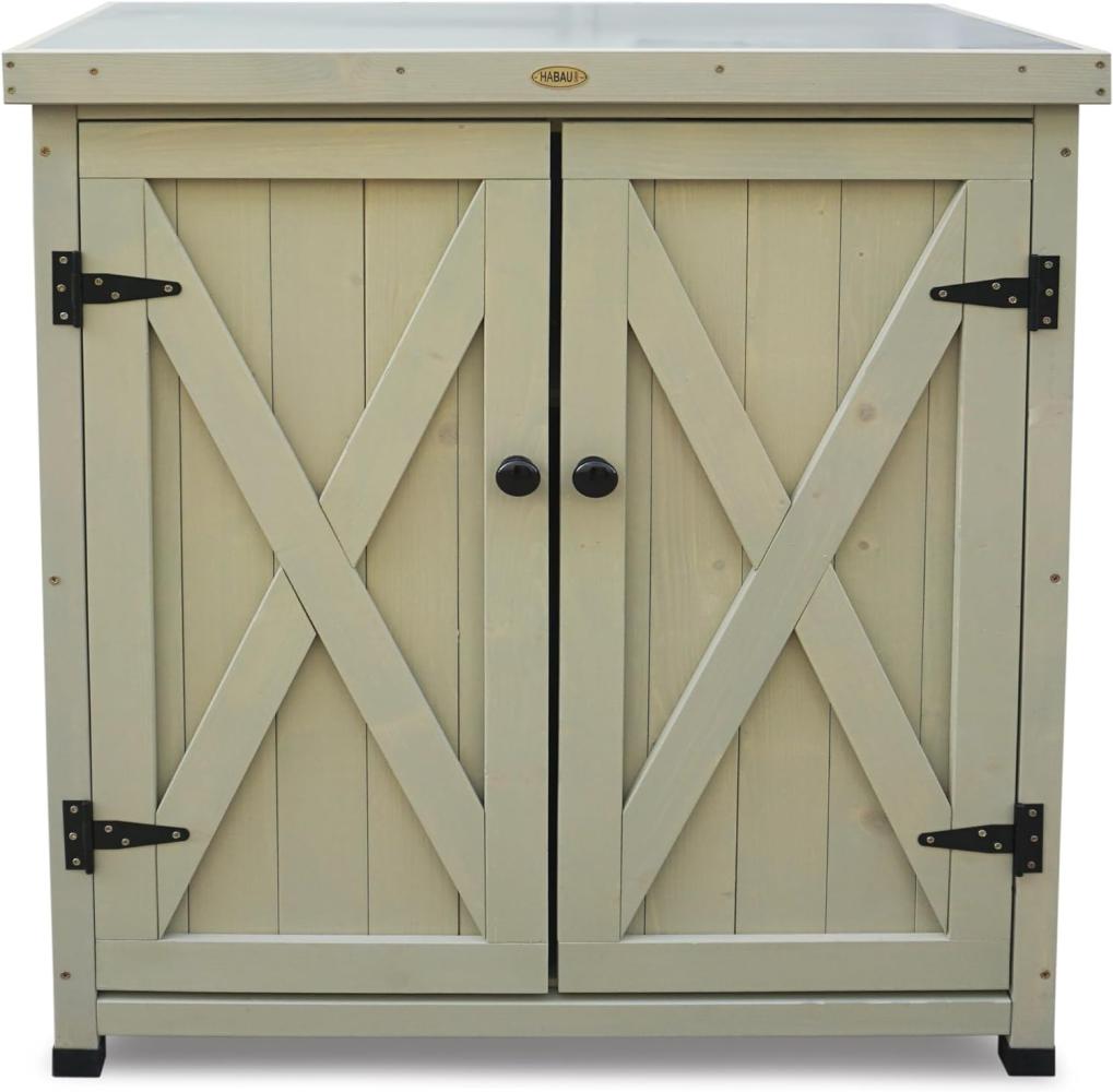 Habau 3093 Gartenschrank Laura mit integriertem Pflanztisch, grau, 80 x 45 x 92 cm Bild 1