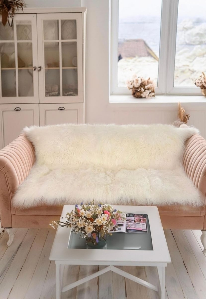 Lammfelldecke Tibet 180 x 120 cm Weiß Bild 1