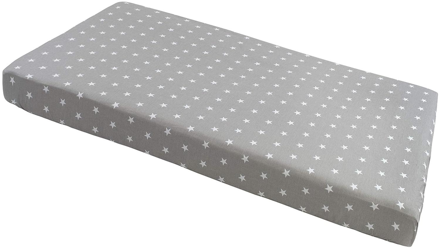 Spannbettlaken Spannbetttuch 60x120cm 100% Baumwolle Baby Bettwäsche Medi Partners Babymatratze Schlafsack Kinderbett Babybett (weiße Sterne mit grauem) Bild 1