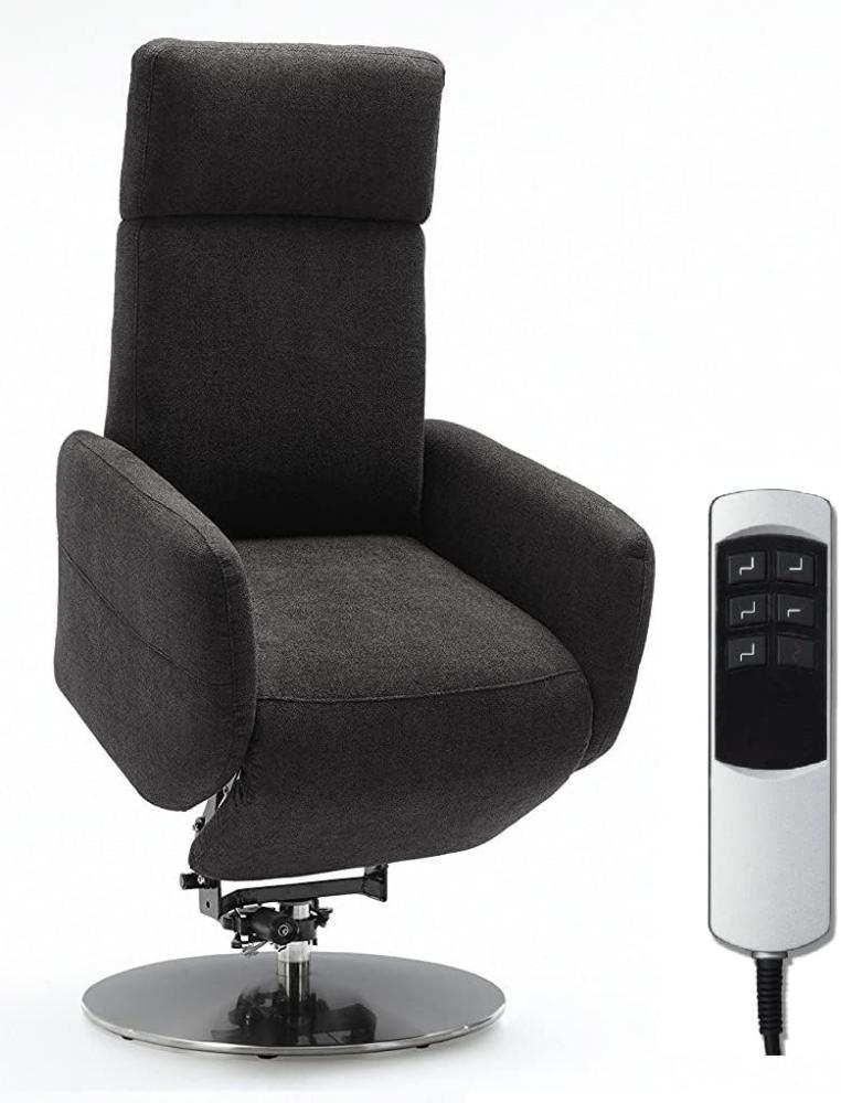 Cavadore TV-Sessel Cobra mit 2 E-Motoren und Aufstehhilfe / Elektrisch verstellbarer Fernsehsessel mit Fernbedienung / Relaxfunktion, Liegefunktion / bis 130 kg / S: 71 x 108 x 82 / grau Bild 1