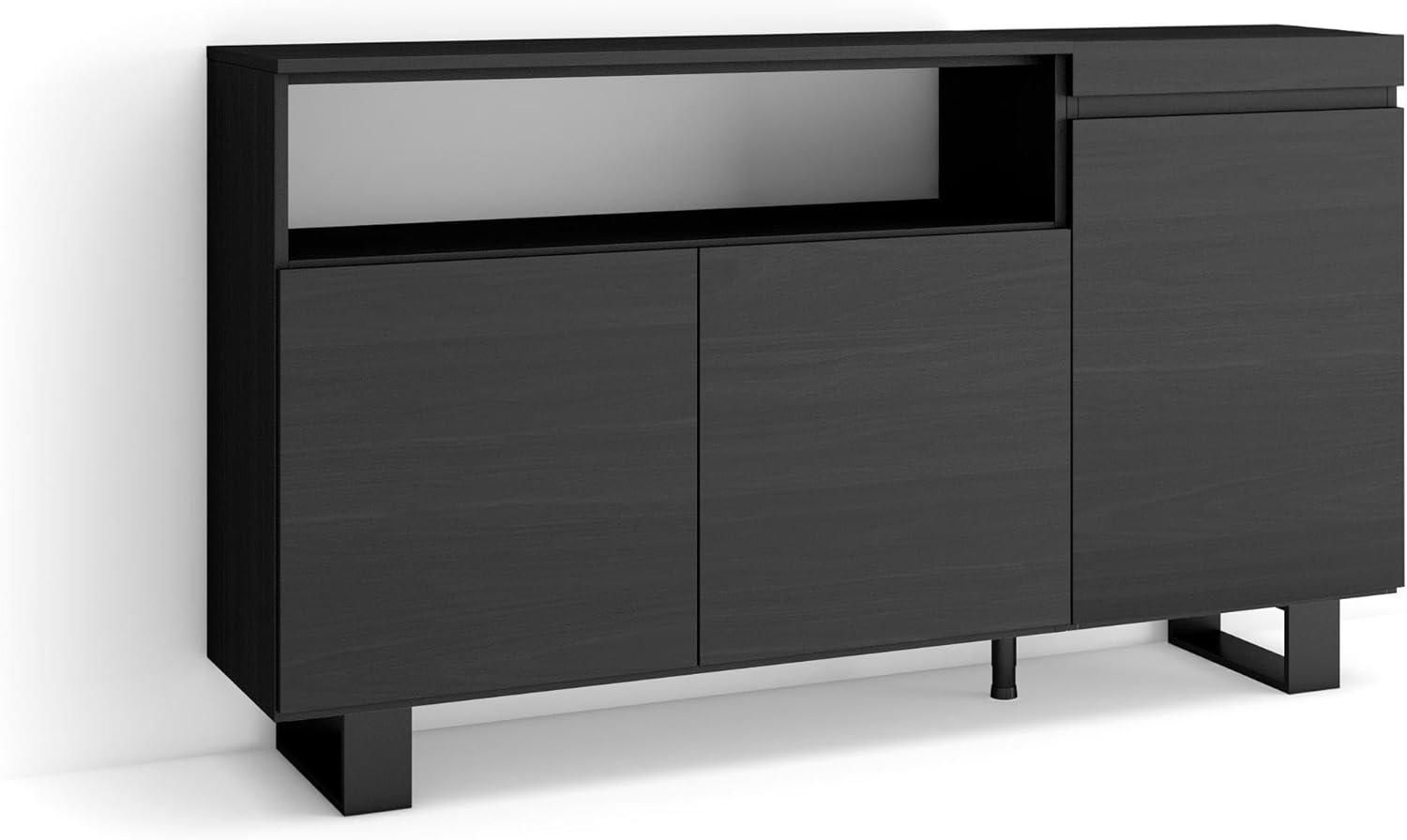 Skraut Home | Sideboard, Highboard | Kommode, Komodenschrank | 150x87x35cm | 3 Türen | Industriedesign | Moderner Stil | Schwarz Bild 1