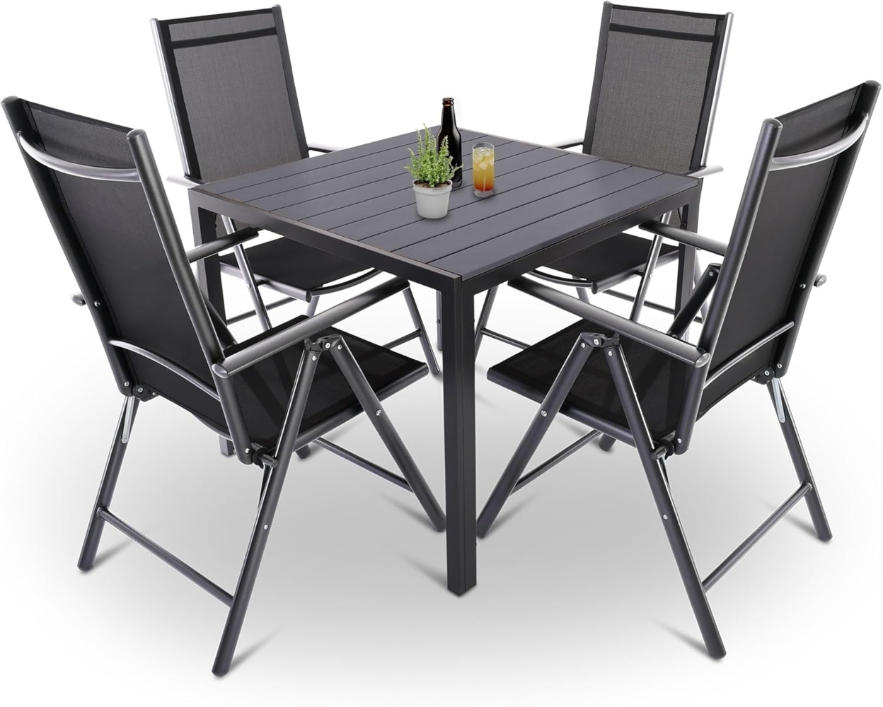 Raburg Garten-Essgruppe moderne Sitzgruppe aus wetterfestem Aluminium, Norvey, (Set), 7-fach verstellbarer Rückenlehne, Gartentisch in edler Holzoptik Bild 1