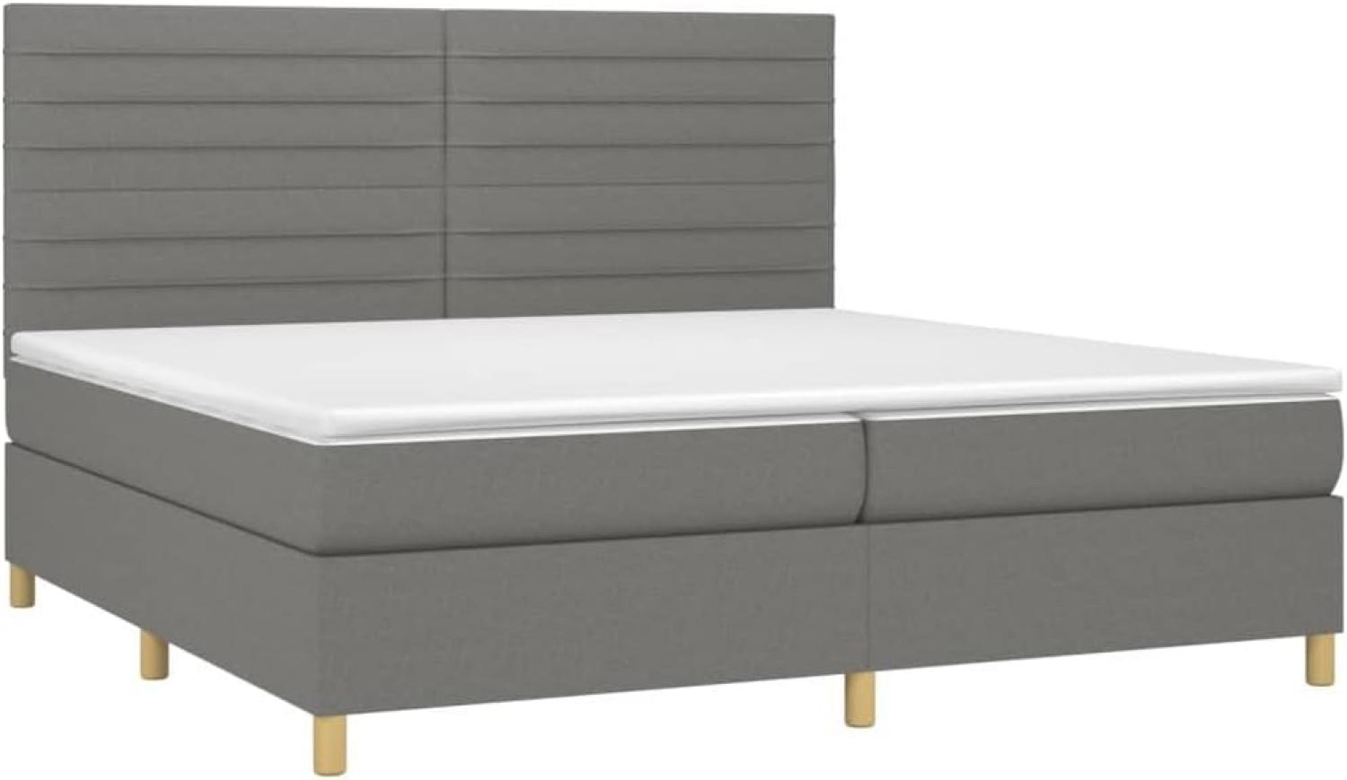 vidaXL Boxspringbett mit Matratze Dunkelgrau 200x200 cm Stoff, Härtegrad: H2 [3142442] Bild 1