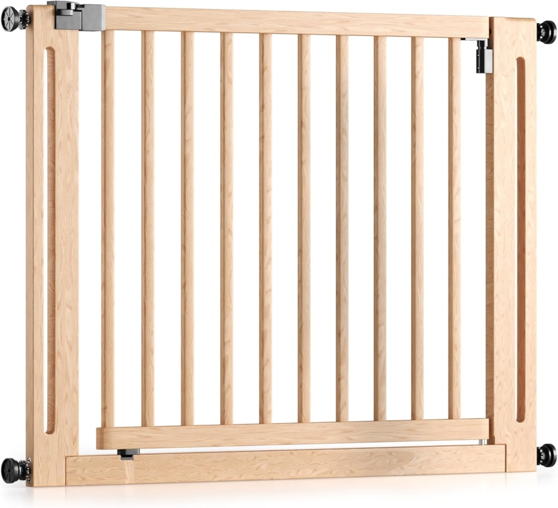 BOMI Schutzgitter Miko 63-161 | Ohne Bohren | 90° Stop | Türschutzgitter schmal aus Holz | Treppenschutzgitter Türgitter Klemmgitter Bild 1