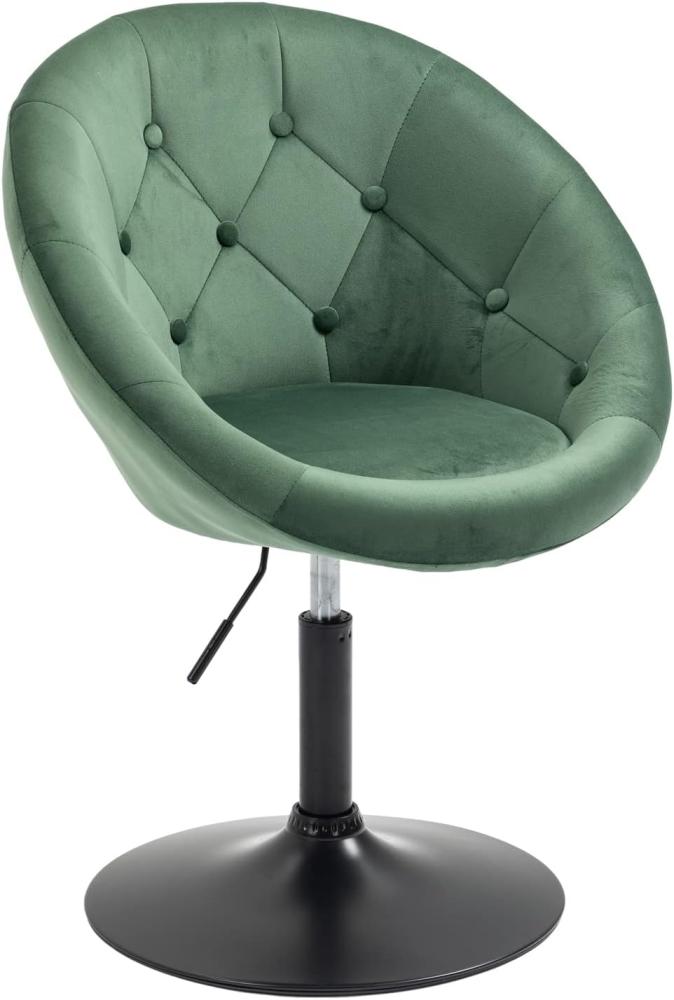 SVITA Havanna Cockatail-Sessel Lounge Clubsessel Drehsessel Samt-Optik glänzend Retro Barhocker Dunkelgrün Bild 1