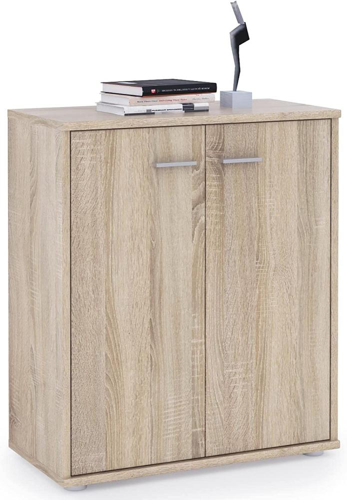 CARO-Möbel Kommode Sideboard Schrank Tommy in Sonoma Eiche, Anrichte mit 2 Türen inklusive Einlegeboden Bild 1