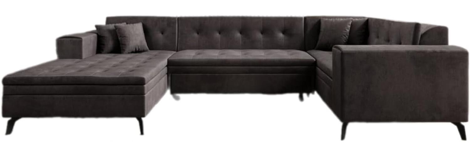 Designer Sofa Neola mit Schlaffunktion Samt Dunkelbraun Links Bild 1