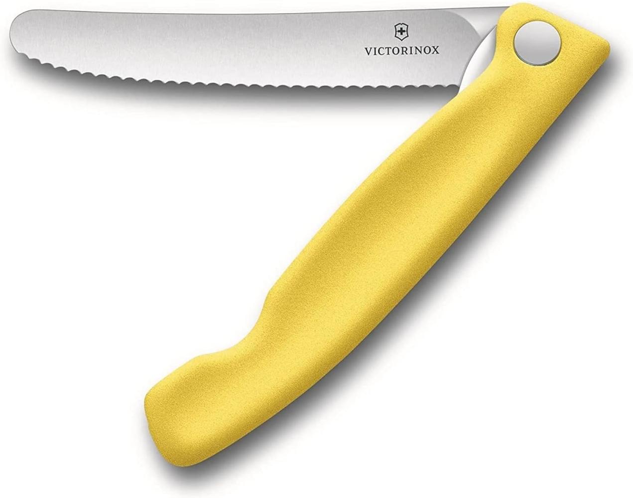 Victorinox Swiss Classic faltbares Gemüsemesser Wellenschliff (11 cm), Gelb Bild 1