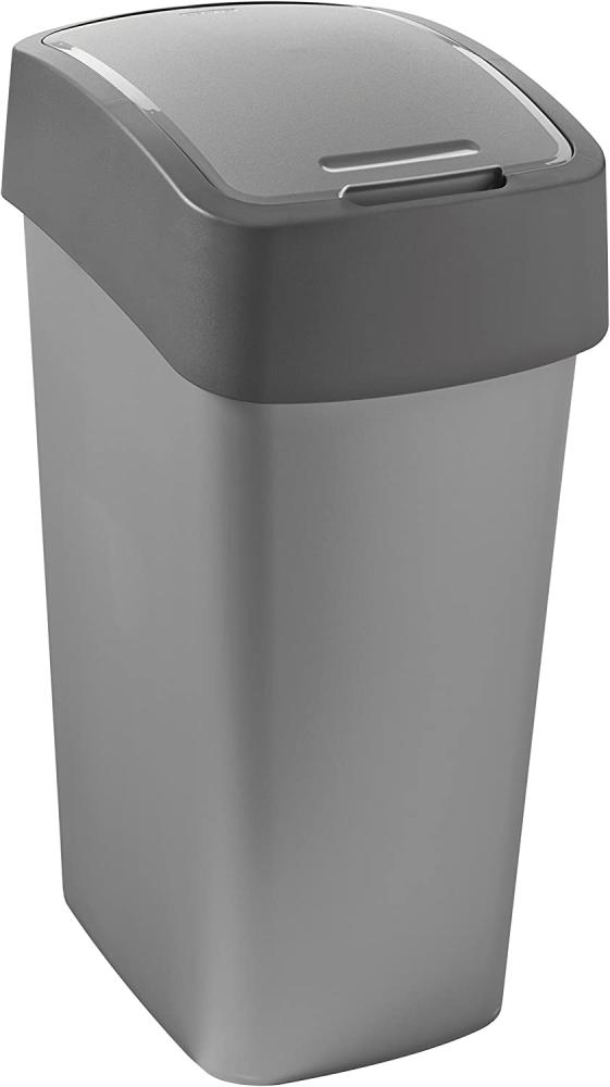 Curver Abfalleimer FLIP BIN 50L Pacific Flip Bin 50L Abfalleimer, Plastik, Silber-Graphit, 29. 4x37. 6x65. 3 Bild 1