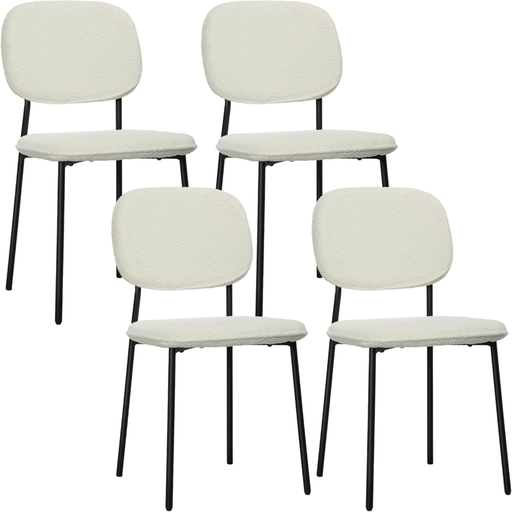 HOMCOM Esszimmerstuhl 4er-Set moderne gepolsterte Küchenstühle mit Rückenlehne (gepolsterter Sitzfläche, 4 St), für Esszimmer, Wohnzimmer, Weiß Bild 1