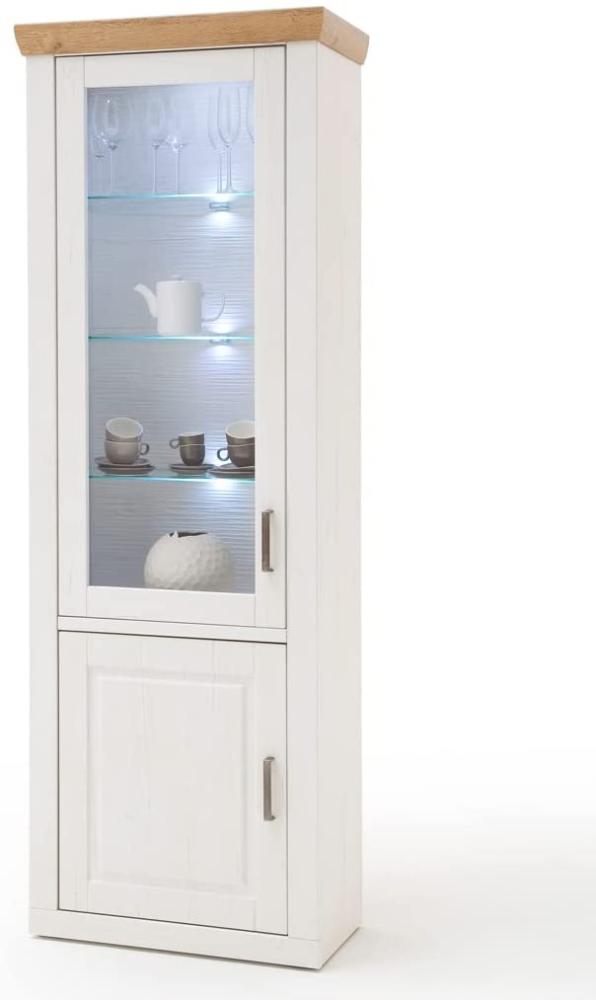 Vitrine Bruneck 4 Pinie weiss Nb 73x210x40 cm Glasvitrine Wohnzimmer mit Beleuchtung Bild 1