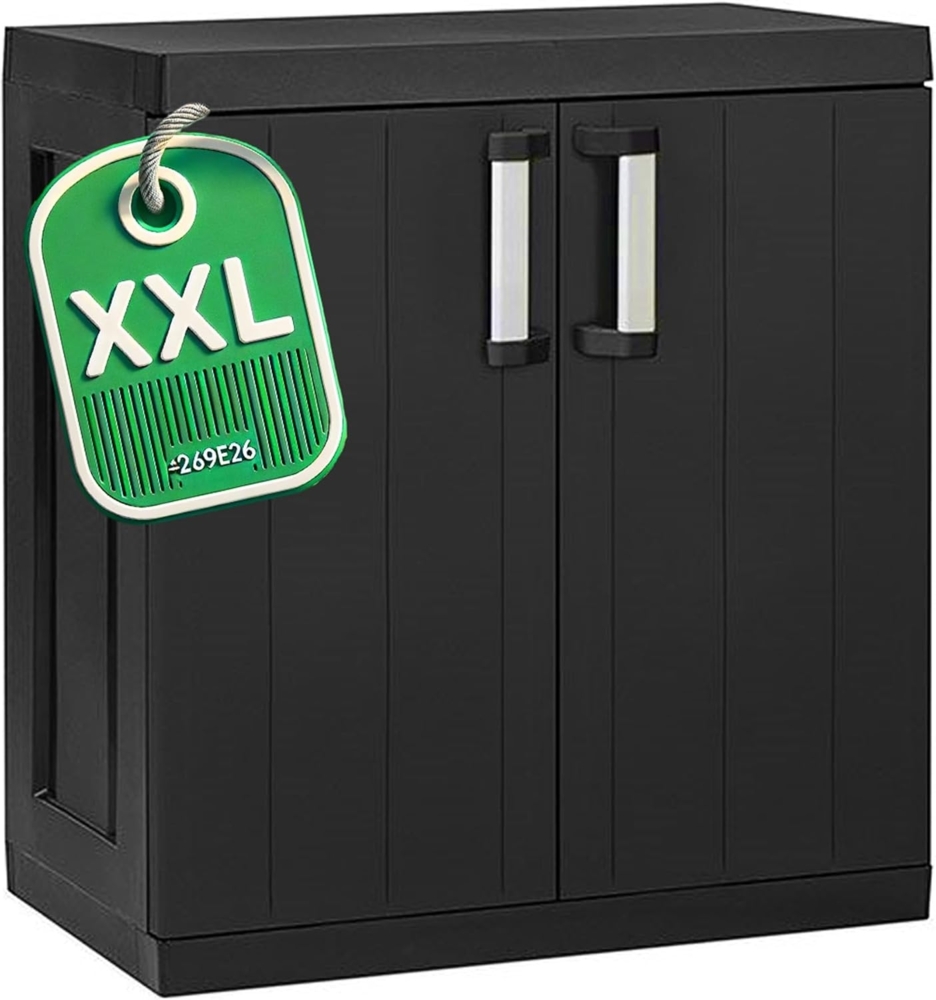 ONDIS24 Mehrzweckschrank Kunststoffschrank HERO XXL Haushaltschrank schwarz schnell aufgebaut, robuster Kunststoff Bild 1