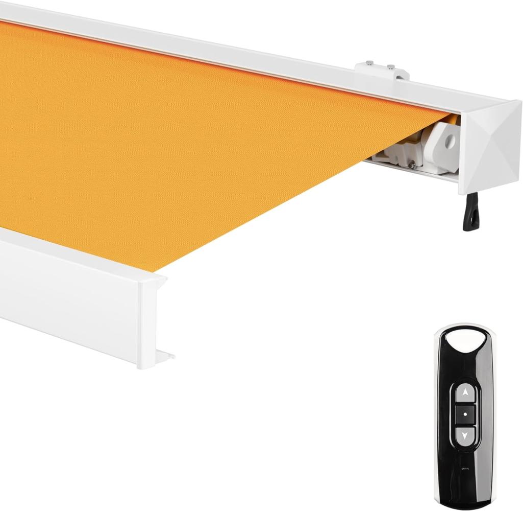 Paramondo Kassettenmarkise Line Markise elektrisch 450x300 cm gelb weiß Bild 1