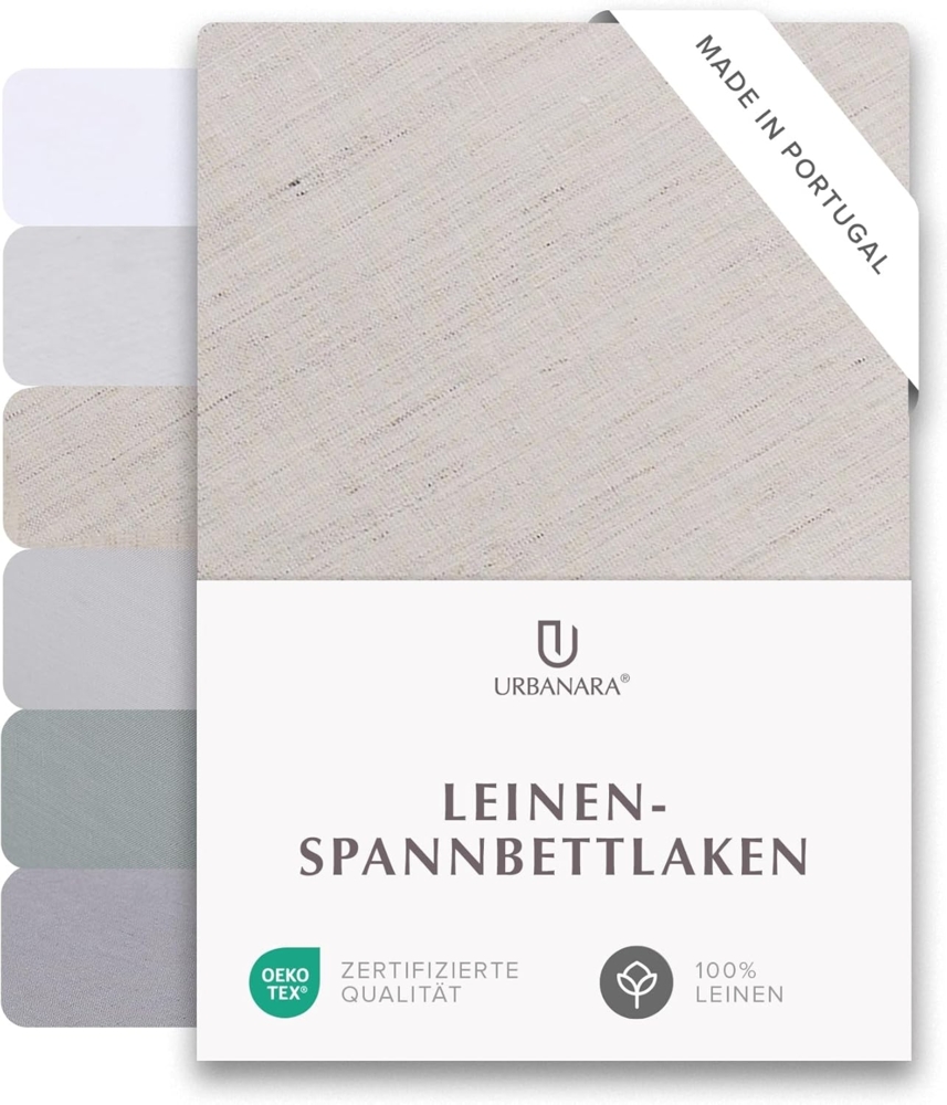 Urbanara Spannbettlaken Spannbetttuch Toulon I 100% Leinen, Leinen, Gummizug: Ja, (1 Stück), Bettlaken aus 100% Leinen - Made in Portugal Bild 1