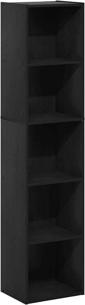 Furinno Luder Bücherregal mit 5 Etagen, Holz, Schwarzholz, 30. 5(W) x 132. 2(H) x 23. 7(D) cm Bild 1